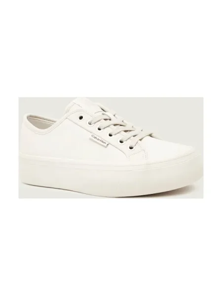 Sneakerși Calvin Klein cu șireturi din piele alb