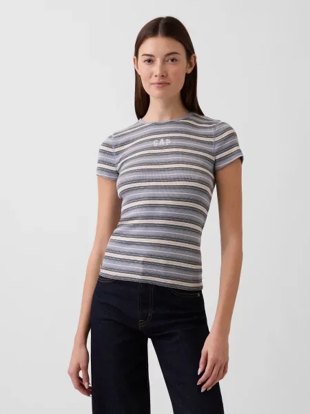 Tricou Gap cu nervuri cu autograf negru
