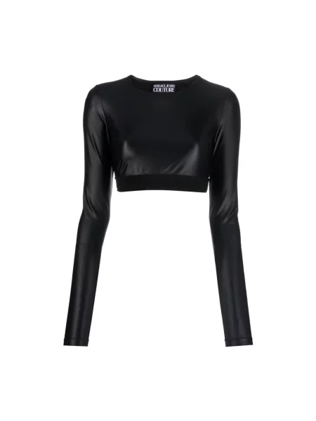 Krótki top Versace Jeans Couture elegancki czarny