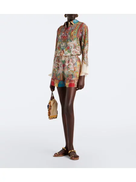 Pantaloni scurți Etro din satin cu model paisley