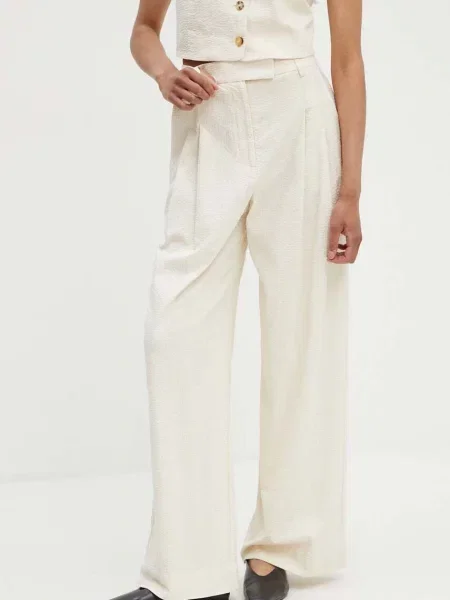 By Malene Birger pantaloni CYMBARIA femei drept high waist bej