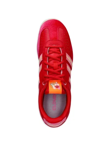 Komplet dresowy Adidas koronkowy sznurowany w paski różowy