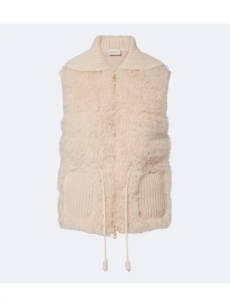 Vestă din puf Moncler din cașmir bej