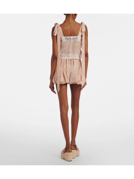 Pantaloni scurți Chloé de mătase cu model floral roz