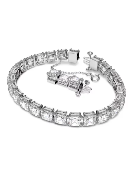 Swarovski Akcesoria Kobieta Szary ONE SIZE Len Bransoletka Unisex Millenia Bransoletka Tenisowa Kwadratowy Szlif Rodowany biały