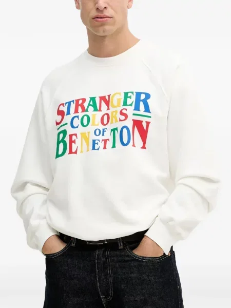 Pulover Benetton cu imagine alb