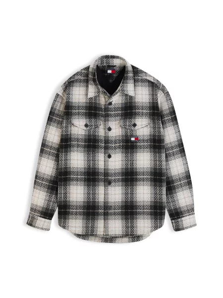 Tommy Jeans Geacă Check | Oversize fit alb