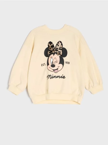 Sinsay Mikina crewneck s potiskem a flitrovou aplikací Minnie Mouse vícebarevná