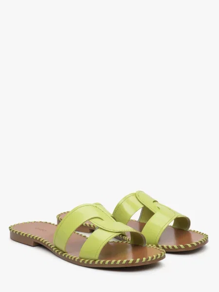 Кожаные шлепанцы Estro зеленые