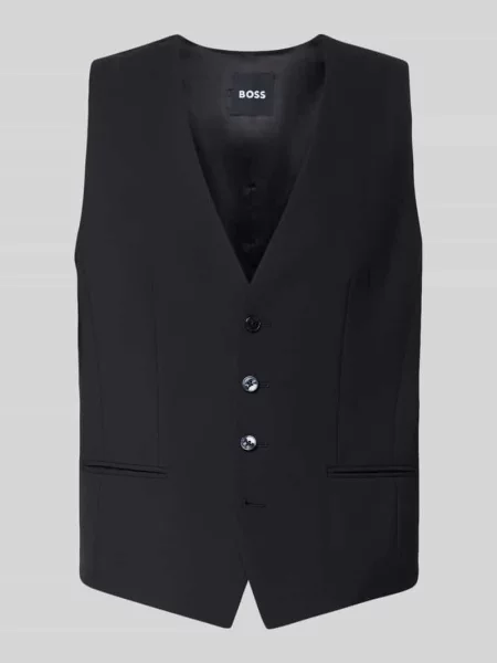 Kamizelka garniturowa o kroju regular fit z mieszanki żywej wełny Boss czarna