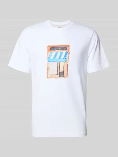 T-shirt z nadrukowanym motywem model ‘MARKET’ Forét biała