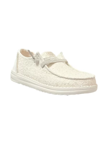 Krajkové polobotky Heydude s flitry béžové