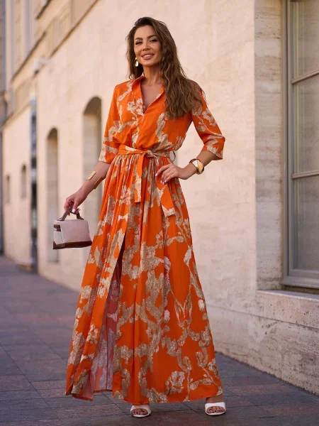 Сукня максі ISSA Plus помаранчевий