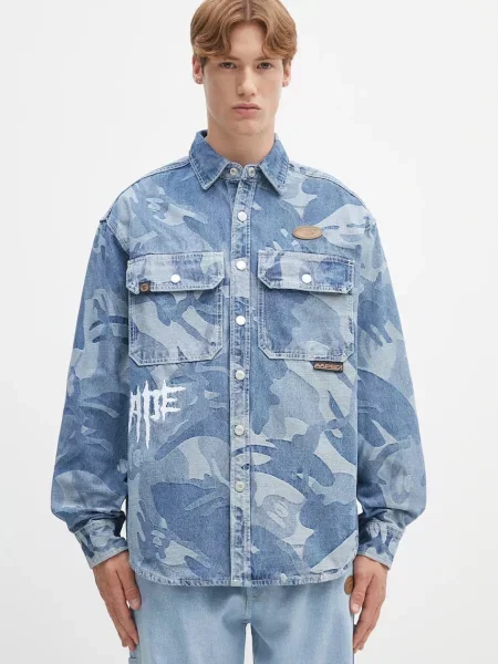 AAPE cămașă din denim Main Long Sleeve cu guler clasic relaxed