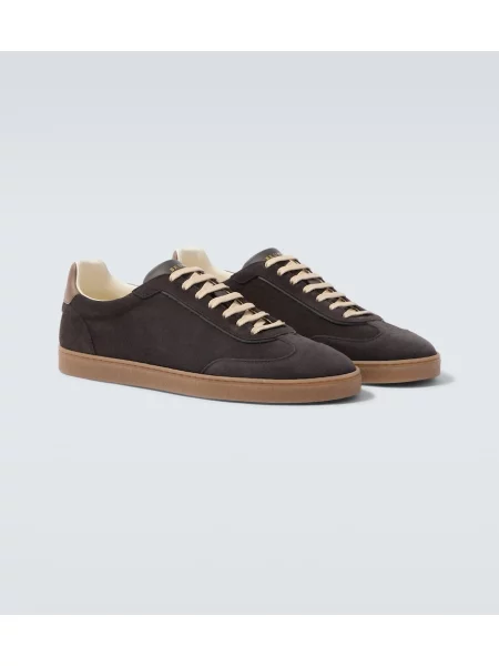 Sneakerși Brunello Cucinelli din piele de căprioară maro