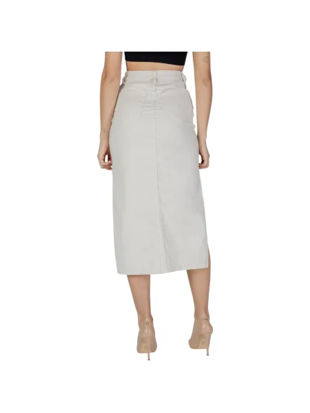 Fustă midi Vila până la genunchi alb