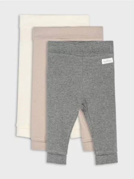 Sinsay Žebrované legíny 3 pack béžová