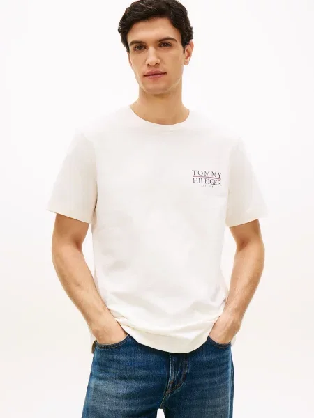 TOMMY HILFIGER Tričko HERITAGE / námornícka modrá / červená béžová