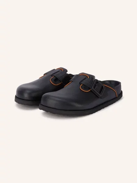 Birkenstock Mules Boston Leather Buckle / koňaková černá