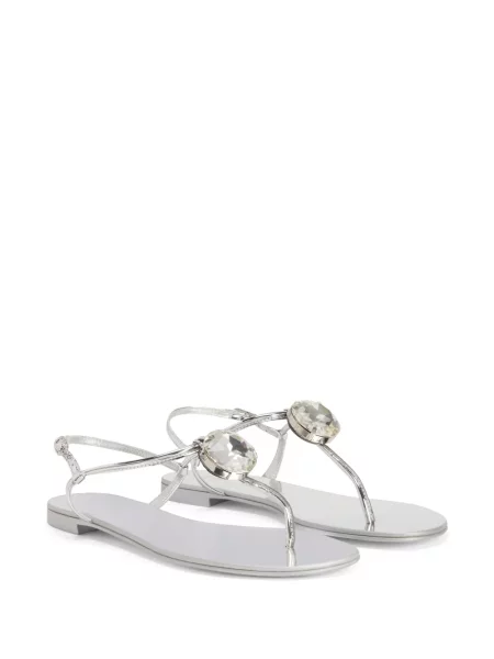 Sandale Giuseppe Zanotti fără toc argintiu