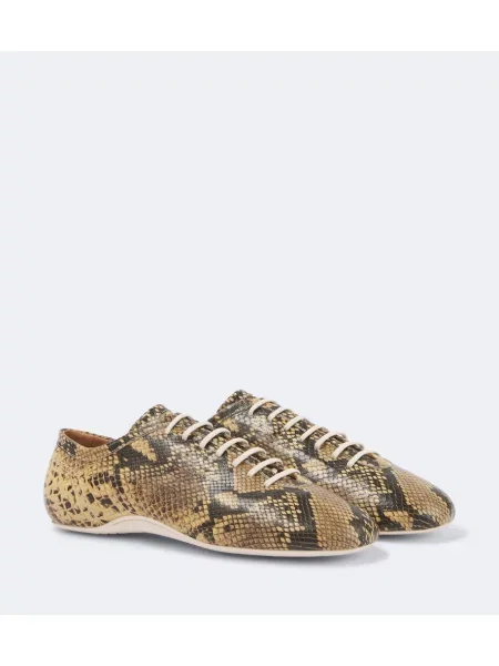 Sneakerși Dries Van Noten din piele cu model piele de șarpe bej