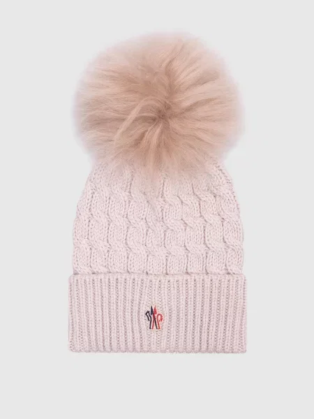 Шапка з вовни з помпоном Moncler Grenoble рожева