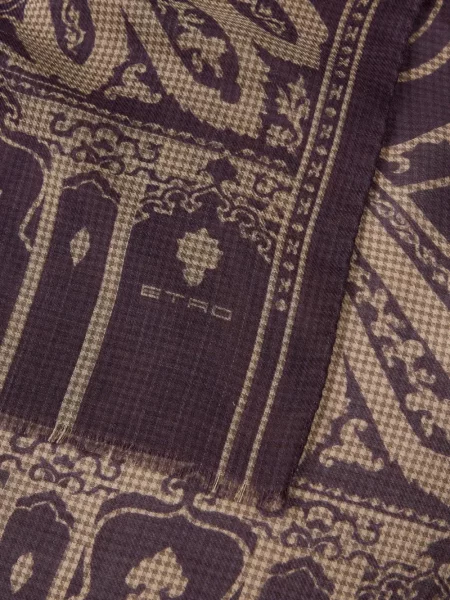 Fular Etro de lână cu imagine cu model pepito violet