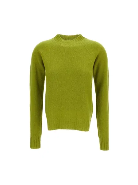 Sweter Drumohr z okrągłym dekoltem zielony