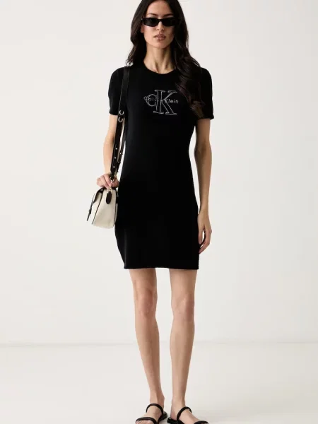 Calvin Klein Jeans Rochie tricotat / argintiu negru