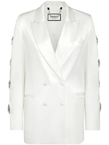 Sacou Philipp Plein cu două rânduri de nasturi alb