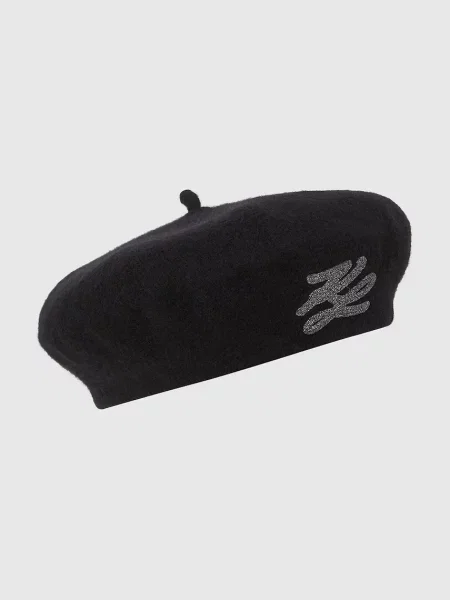 Căciulă Karl Lagerfeld de lână cu autograf negru