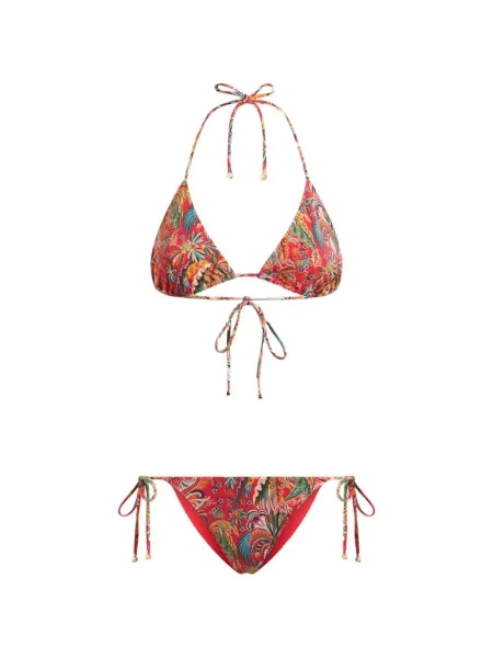 Bikini Etro cu imagine cu model paisley roșu