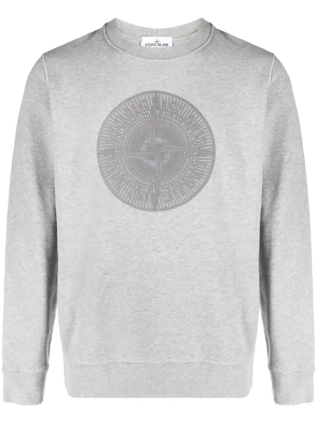 Hanorac Stone Island cu broderie gri