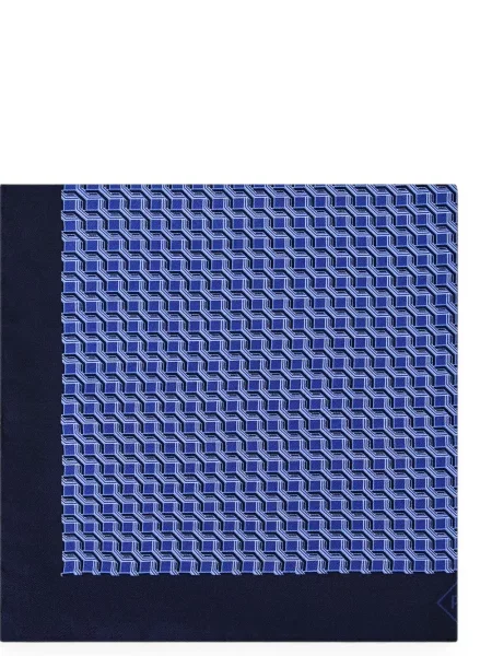 Fular Pal Zileri de mătase cu imprimeu geometric albastru
