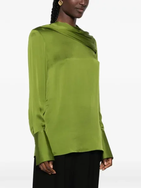 Gulerat bluză Tom Ford drapată verde