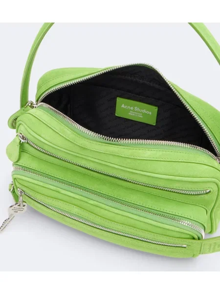Geantă Acne Studios din piele de căprioară verde