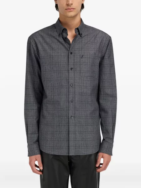 Kostkovaná košile Ferragamo s výšivkou černá