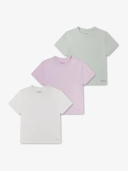 Abercrombie & Fitch Tricou verde pastel / mov liliachiu alb
