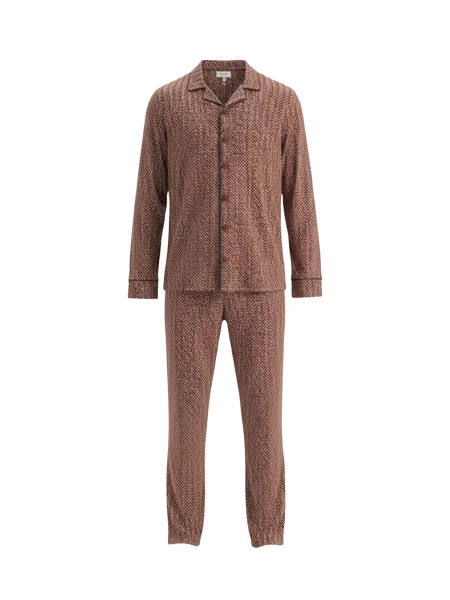 Dagi Pijama lungă maro caramel / ciocolatiu alb