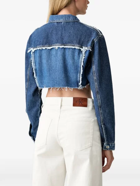 Apkirptas džinsinė striukė Karl Lagerfeld Jeans mėlyna