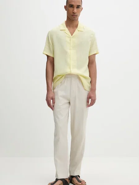 Calvin Klein srajca z lanom rumena