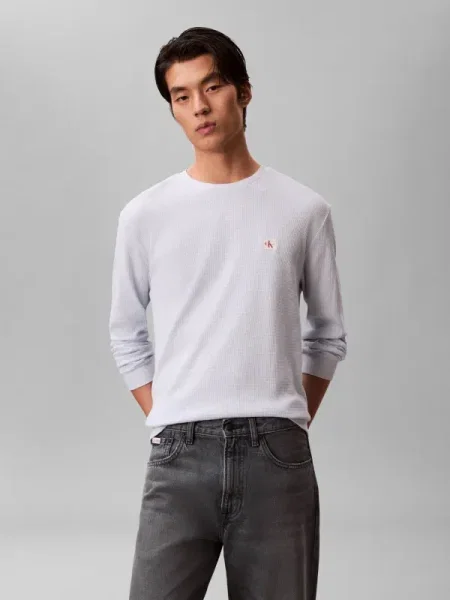 Tricou mânecă lungă Calvin Klein Jeans albastru