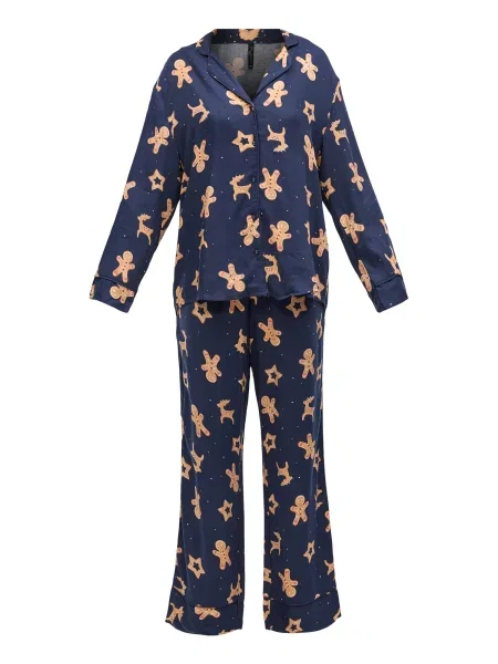 Hunkemöller Pijama Ginger nisipiu / bleumarin / roz alb