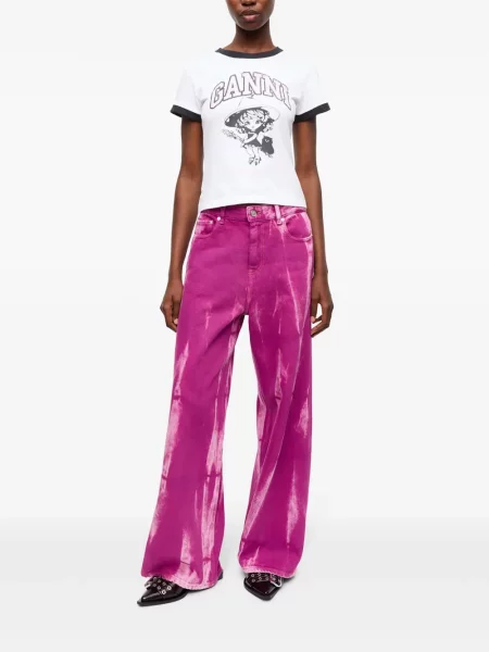 Tricou Ganni cu imagine alb