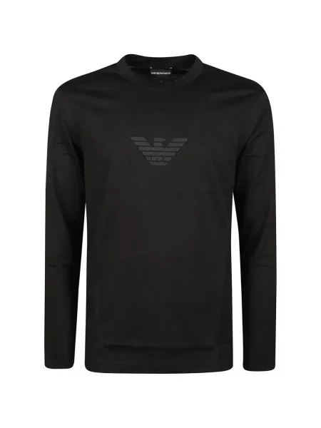 Lung tricou Emporio Armani cu autograf negru