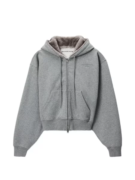 Hanorac cu glugă Alexander Wang cu glugă cu blană gri