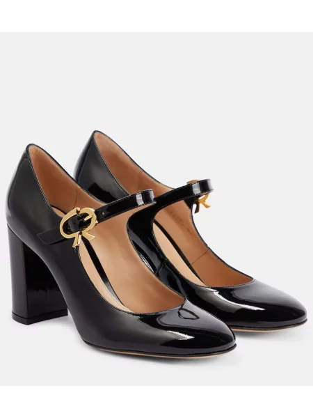 Кожени полуотворени обувки Gianvito Rossi от лакирана кожа черно