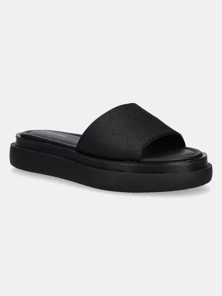 Calvin Klein papucs FLATFORM SLIDE JACQ platformos fekete