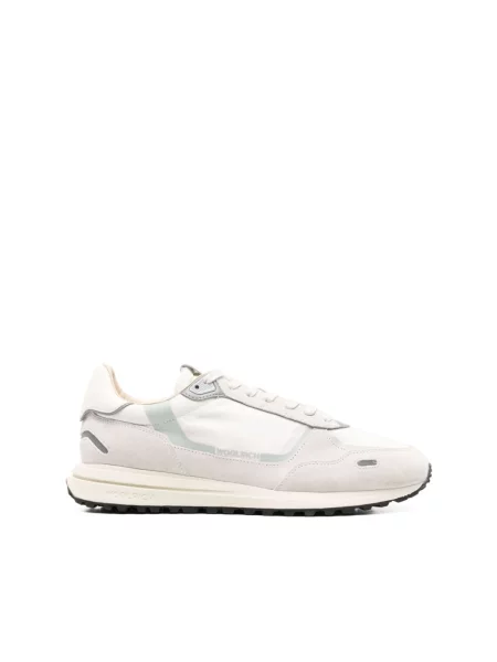 Sneakersy Woolrich sznurowane z logo białe