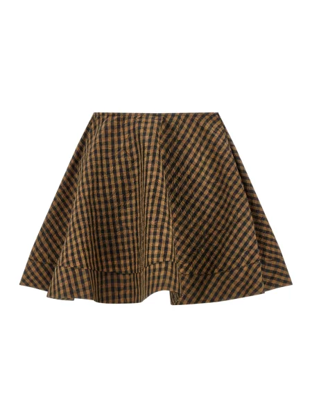Mała mały spódnica mini Ganni w kratkę brązowa